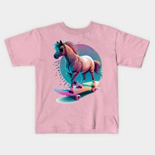 Horse on a Skateboard Kids T-Shirt